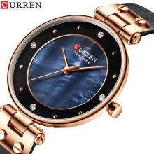 CURREN 9056 Women Watches Reloj Mujer Top Brand Luxury Leather Strap Wristwatch for Women Blue Clock Stylish Quartz Ladies Watch